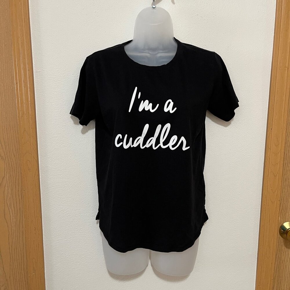 "I'm a Cuddler" Black and White T-Shirt Sleep Shirt. Size: XS